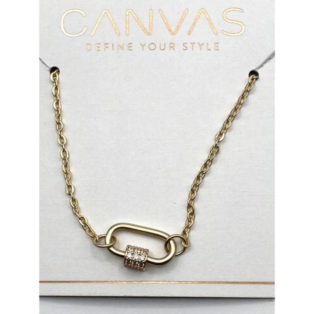 Canvas Jewelry Gold Tone Rhinestone‎ crystals 18" Necklace NWT